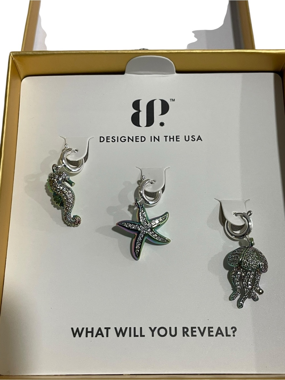 Bomb Party Gem Society Charm Set “Tidal Treasures” Rainbow/CZ “Starfish” NIB